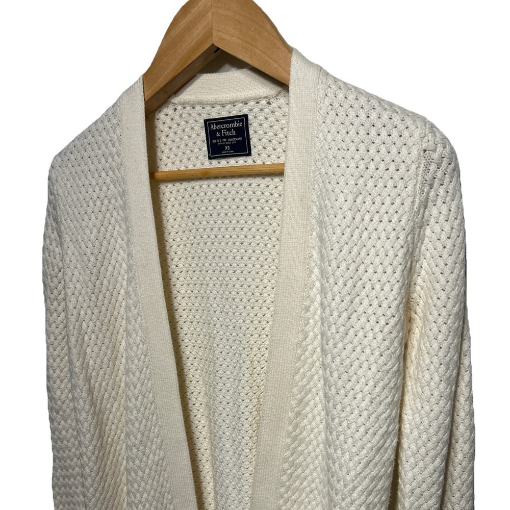 Abercrombie & Fitch Open Front Basket Weave Cardigan Sweater Ivory Size XS EUC